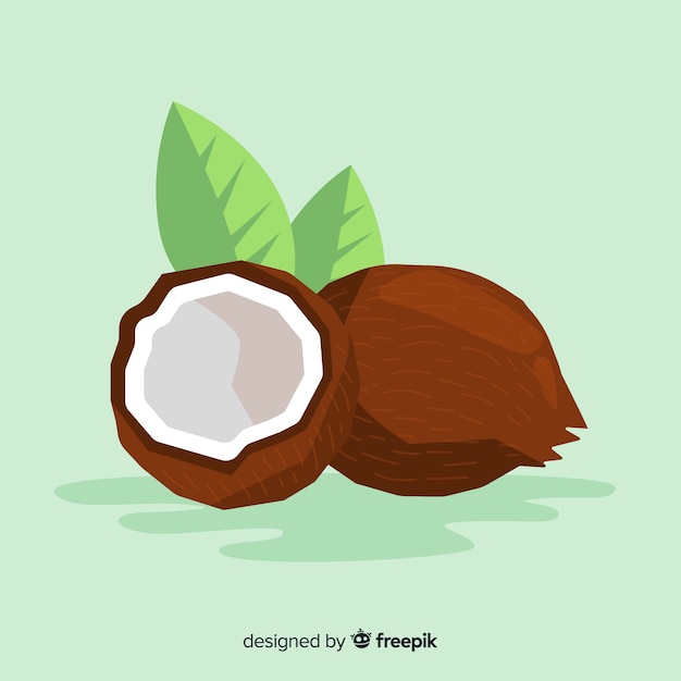 Kostenloser Vektor flache kokosnussillustration
