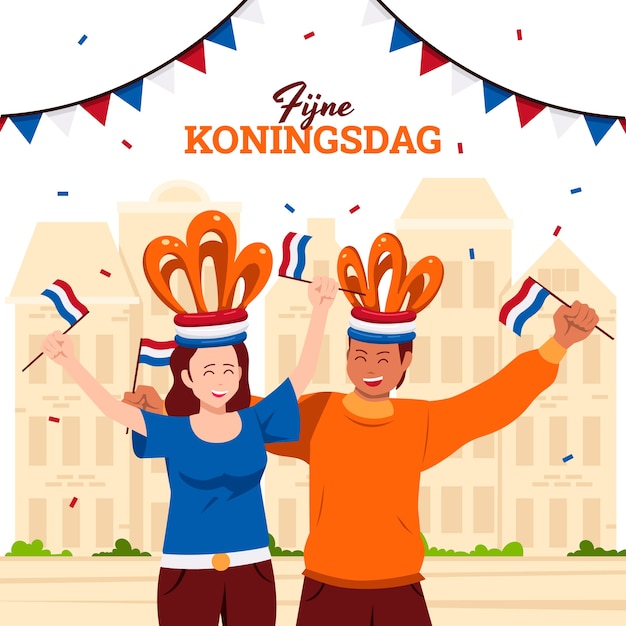 Kostenloser Vektor flache koningsdag-illustration