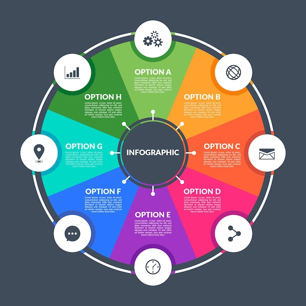 Flache kreisförmige diagramm infografik