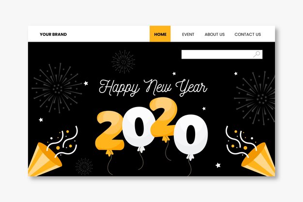Flache landing page für das neue jahr