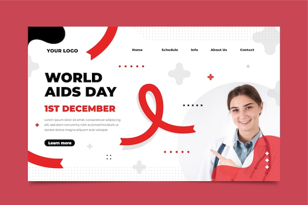 Flache landingpage-vorlage für den welt-aids-tag