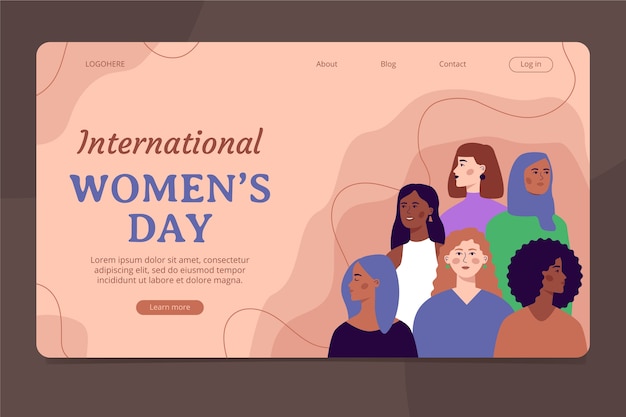 Kostenloser Vektor flache landingpage-vorlage zum internationalen frauentag