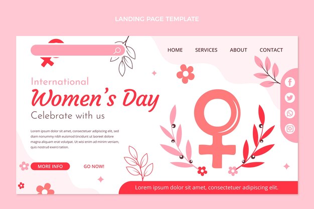 Flache landingpage-vorlage zum internationalen frauentag