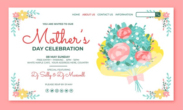 Kostenloser Vektor flache landingpage-vorlage zum muttertag
