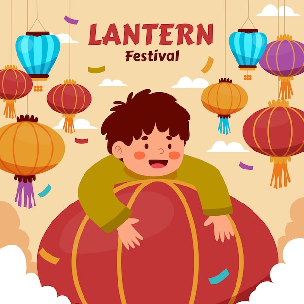 Flache laternenfestillustration