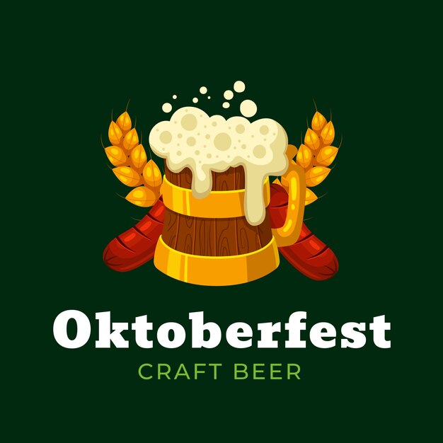 Kostenloser Vektor flache logo-vorlage für das oktoberfest