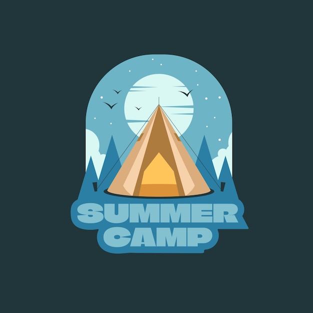 Flache logo-vorlage für sommerlager