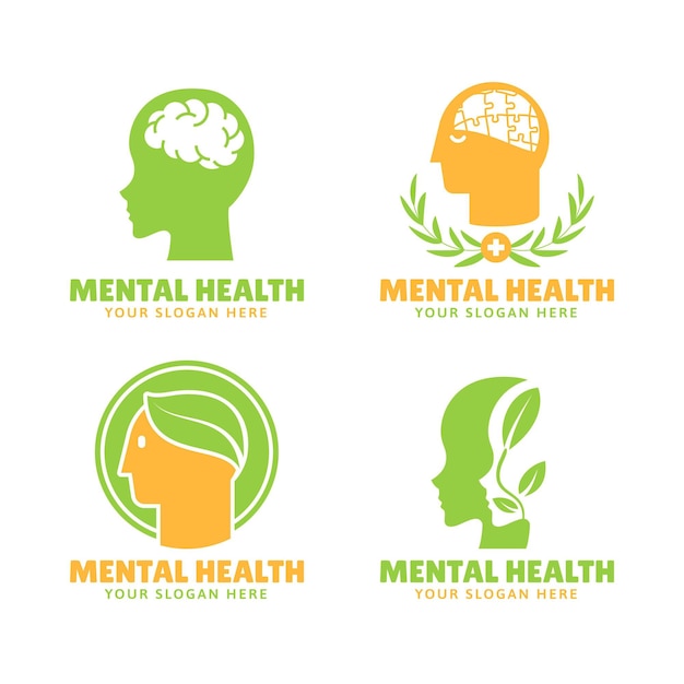 Flache logos für psychische gesundheit Kostenlosen Vektoren