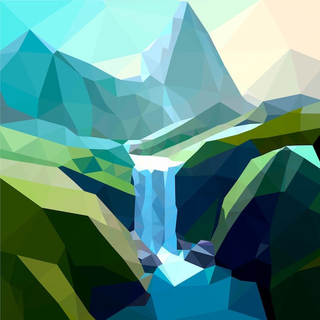 Kostenloser Vektor flache low-poly-landschaftsillustration