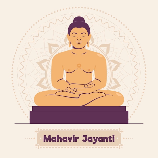 Kostenloser Vektor flache mahavir jayanti illustration