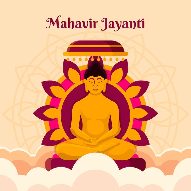 Flache mahavir jayanti illustration