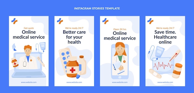 Kostenloser Vektor flache medizinische instagram-geschichten