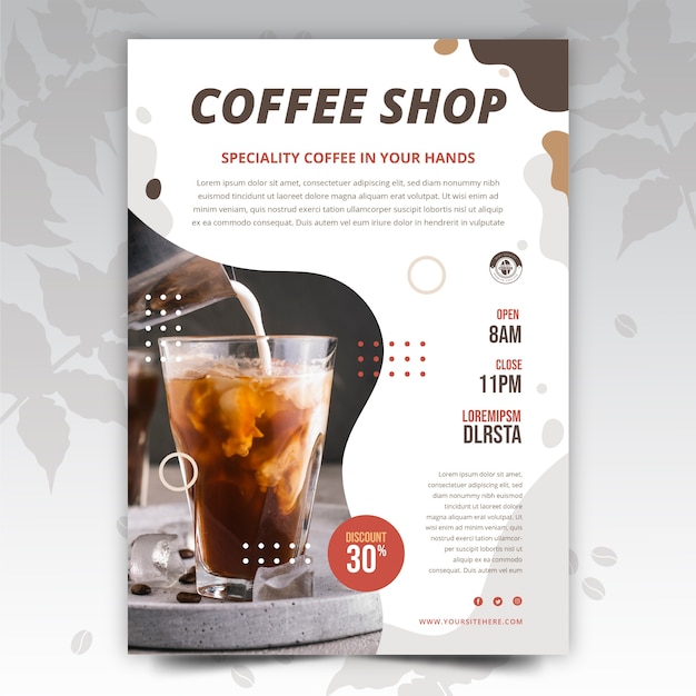 Kostenloser Vektor flache minimale vertikale plakatvorlage für cafés