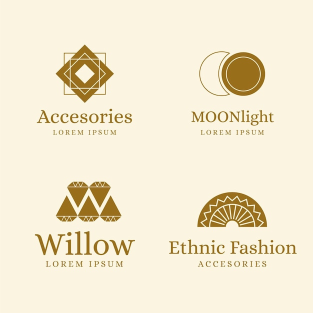 Flache modeaccessoires-logo-kollektion