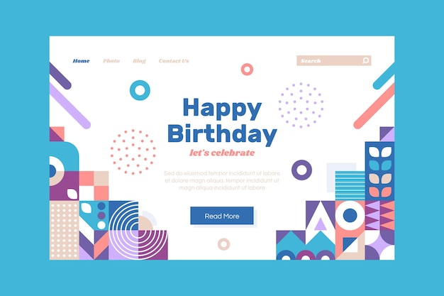 Kostenloser Vektor flache mosaik-geburtstags-landingpage