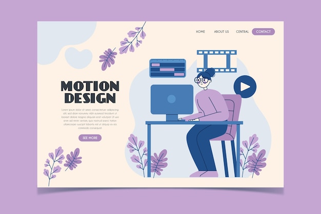 Flache motiongraphics landingpage-vorlage