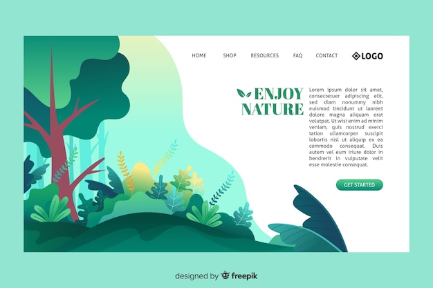 Flache natur landing page vorlage