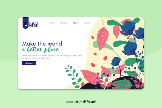 Flache natur landing page vorlage