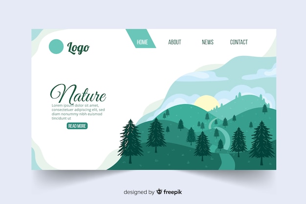 Flache natur landing page vorlage