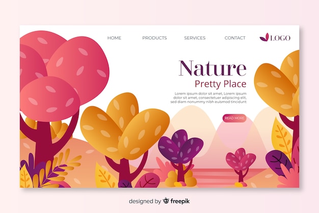 Flache natur landing page vorlage