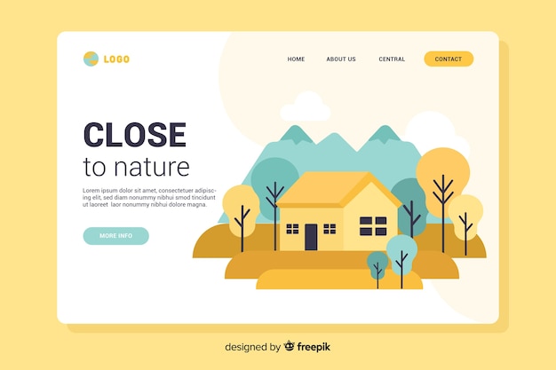 Flache natur landing page vorlage