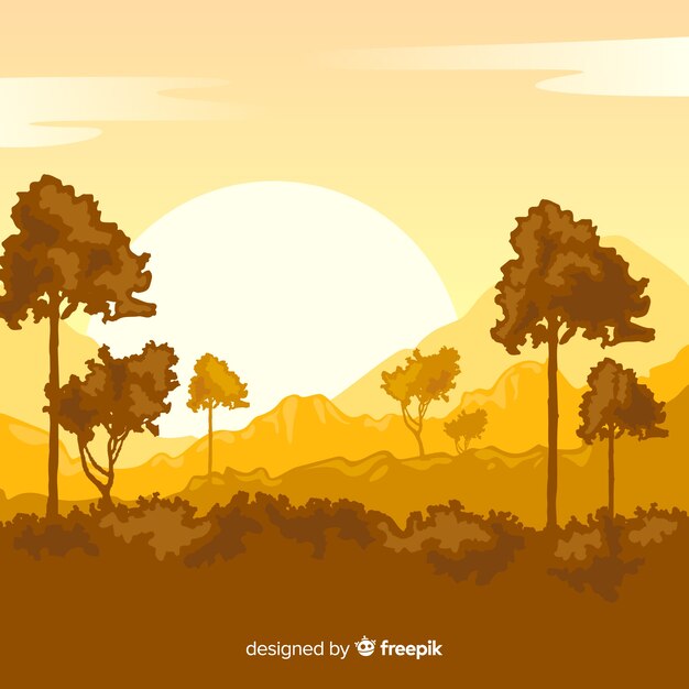 Flache Naturlandschaft mit Bäumen