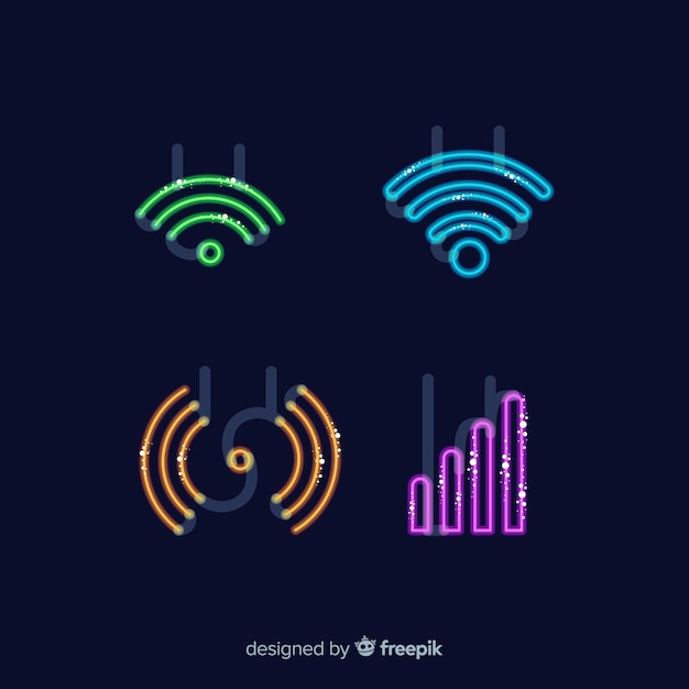Kostenloser Vektor flache neonlicht-zeichensammlung