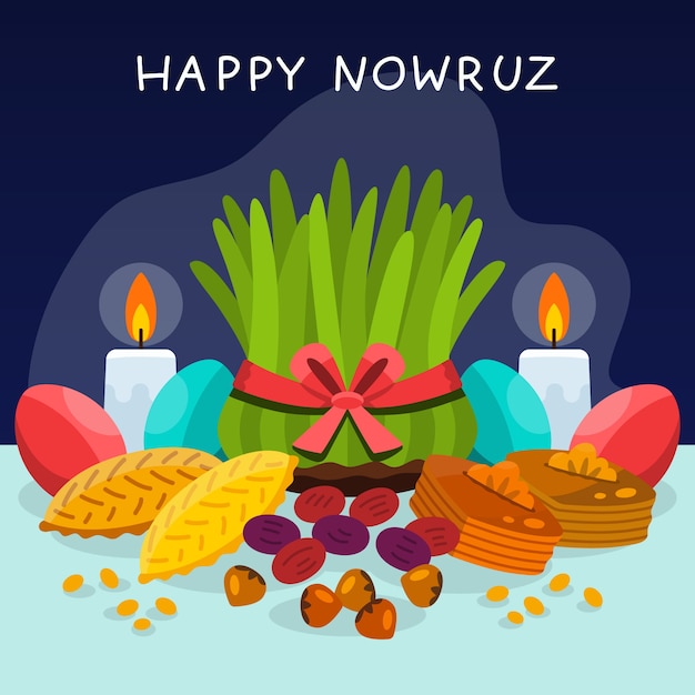 Flache nowruz-illustration