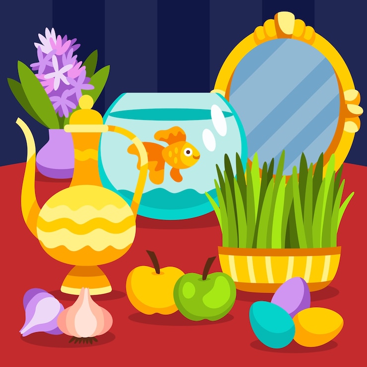 Kostenlose Vektor flache nowruz-illustration