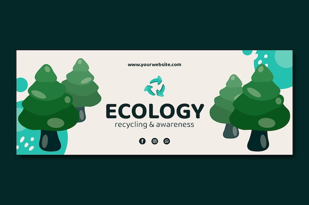 Kostenloser Vektor flache ökologie und umweltschutz-social-media-cover-vorlage