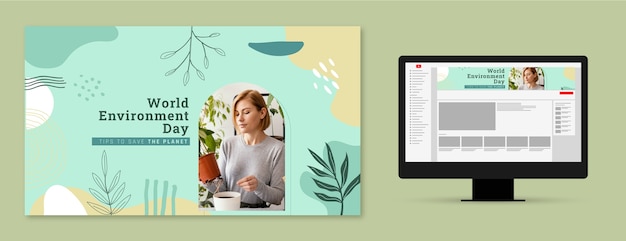 Kostenloser Vektor flache ökologie und umweltschutz youtube-kanalkunst