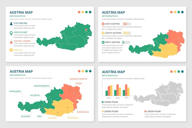 Kostenloser Vektor flache österreichische karte infografik