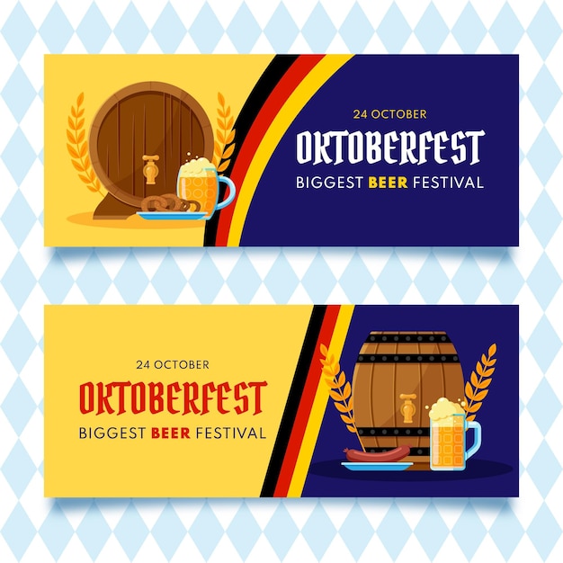 Kostenloser Vektor flache oktoberfest-banner eingestellt