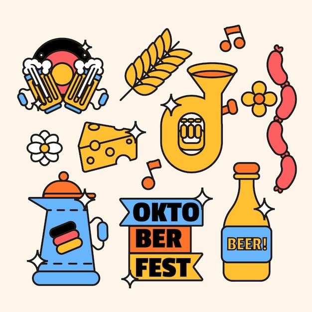 Flache oktoberfest-elementsammlung