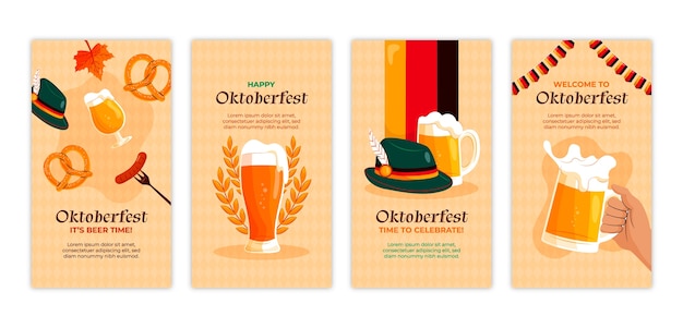 Flache oktoberfest instagram geschichtensammlung