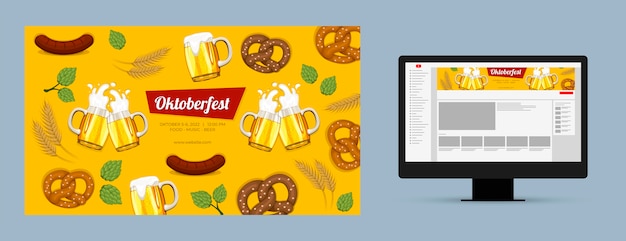 Kostenloser Vektor flache oktoberfest youtube kanalkunst