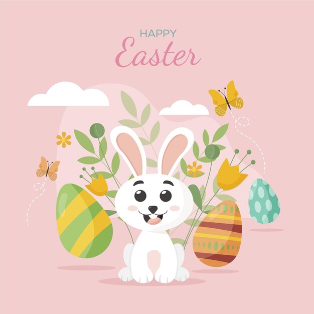 Flache Osterfeierillustration