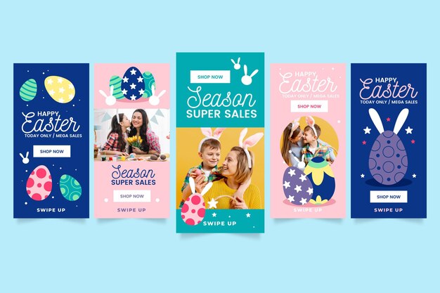 Flache Ostern Instagram Geschichten Sammlung