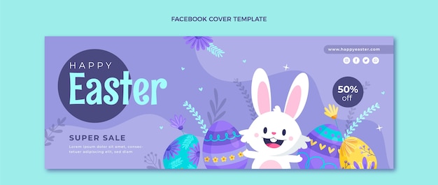 Kostenloser Vektor flache ostern-social-media-cover-vorlage