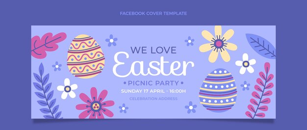 Flache Ostern-Social-Media-Cover-Vorlage