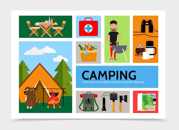 Flache Outdoor-Erholung Infografik Vorlage