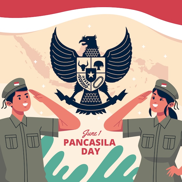 Flache Pancasila-Tagesillustration