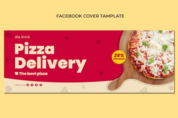 Flache pizza-social-media-cover-vorlage