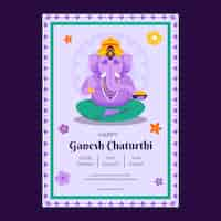 Kostenloser Vektor flache plakatvorlage für ganesh-chaturthi-feier