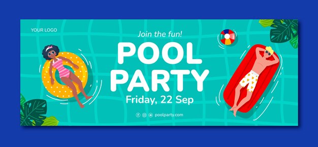 Flache Pool-Party-Social-Media-Cover-Vorlage