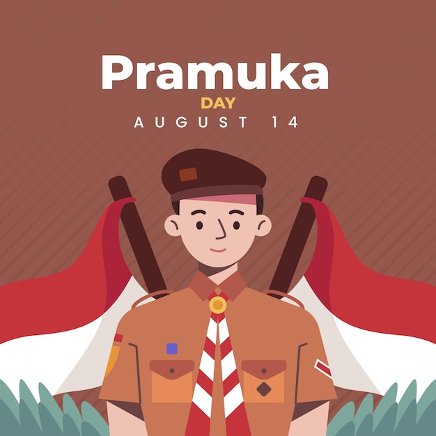 Flache pramuka-tagesillustration