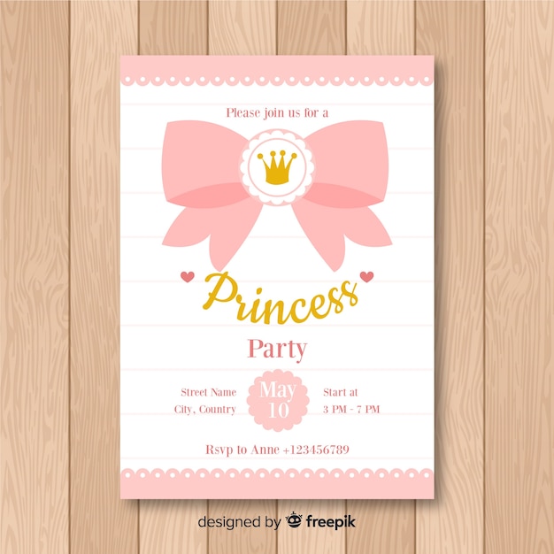 Flache prinzessin party einladung