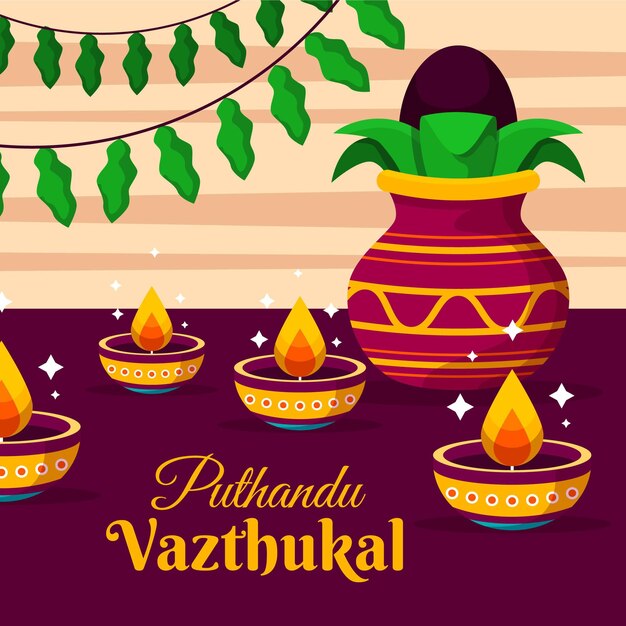 Flache puthandu-illustration