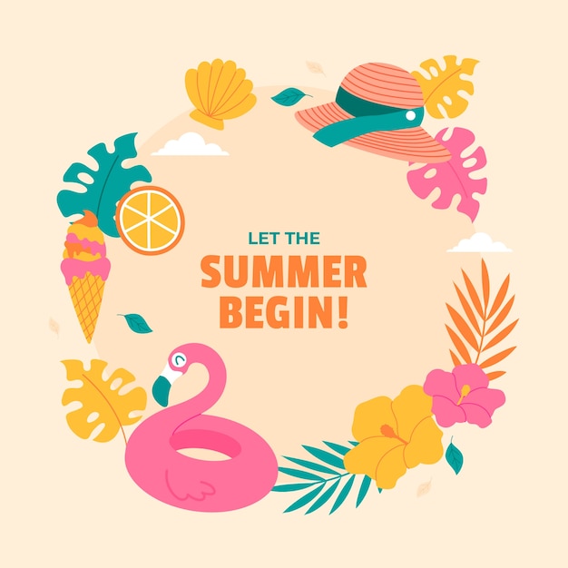 Flache Rahmenvorlage für die Sommersaison