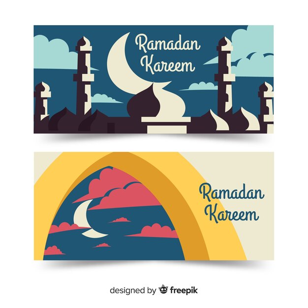 Kostenloser Vektor flache ramadan-banner